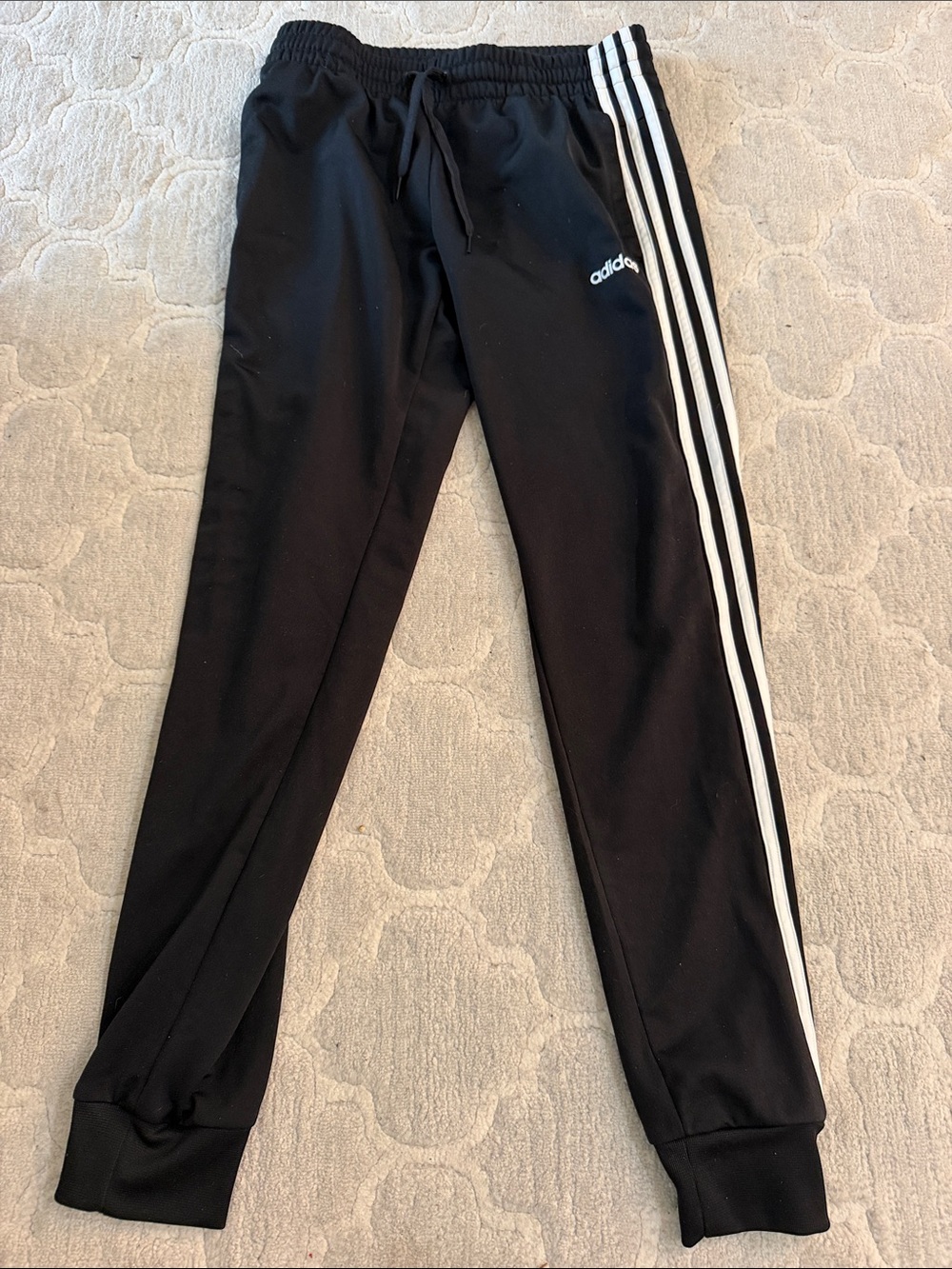 adidas Black Joggers with White Side Stripes - Kids